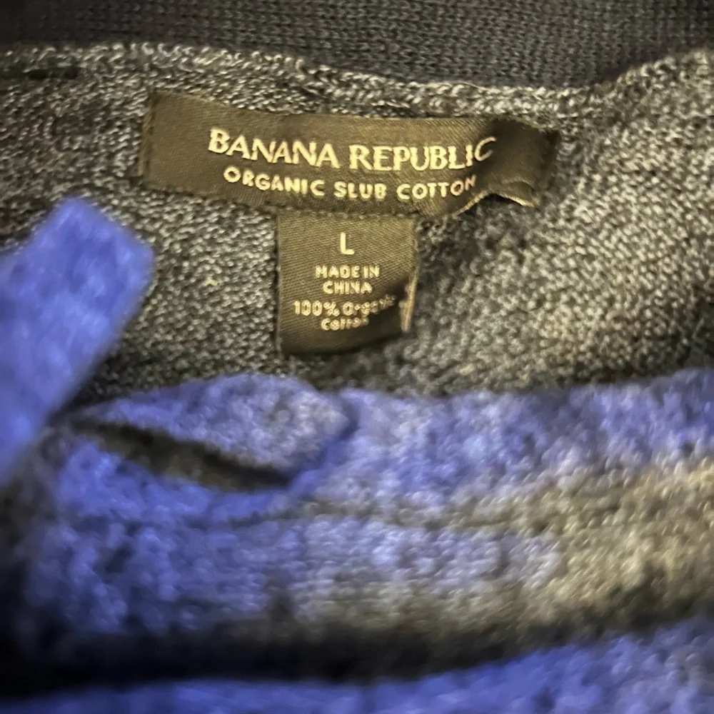 Men’s Banana Republic Pullover Sweater/Shirt Size Large Blue/Gray Knit-like EUC